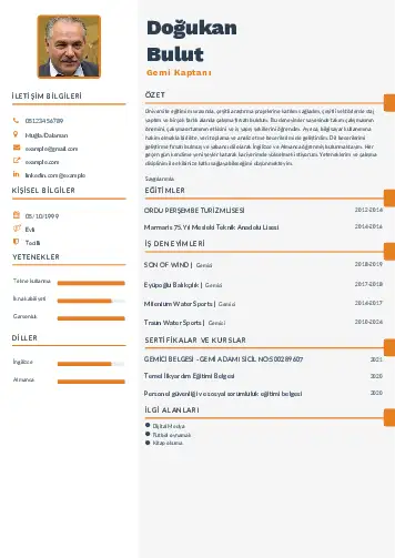 Gemi Kaptanı CV Örnekleri cv indir